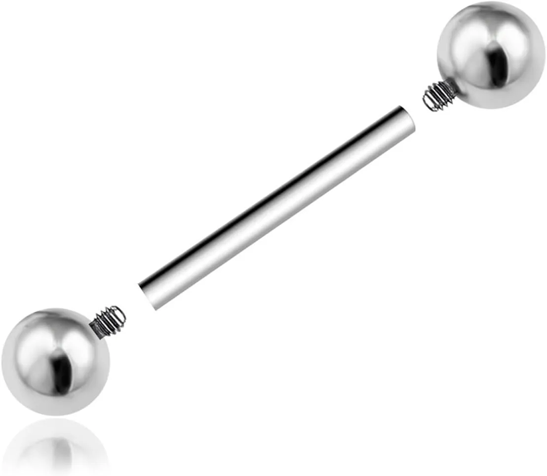 G23 Titanium 14G Tongue Rings Nipple Rings Straight Barbells Piercing Jewelry 12mm 14mm 16mm
