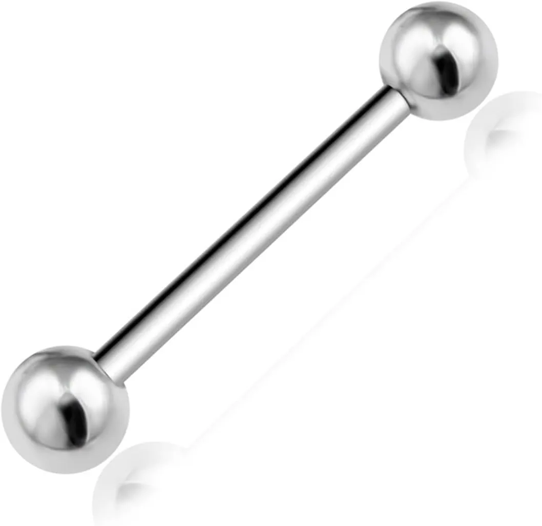 G23 Titanium 14G Tongue Rings Nipple Rings Straight Barbells Piercing Jewelry 12mm 14mm 16mm