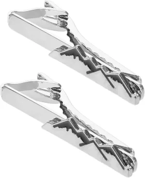 GALPADA 2pcs Mountain Tie Clips for Men Tie Clip Necktie Tie Bar Pinch Clips for Wedding Anniversary Business Valentines Day Jewelry