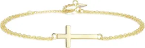 GAVU Double Chains 925 Sterling Silver Cross Bracelet for Women, Dainty Gold Bracelet/Silver Bracelet for Women