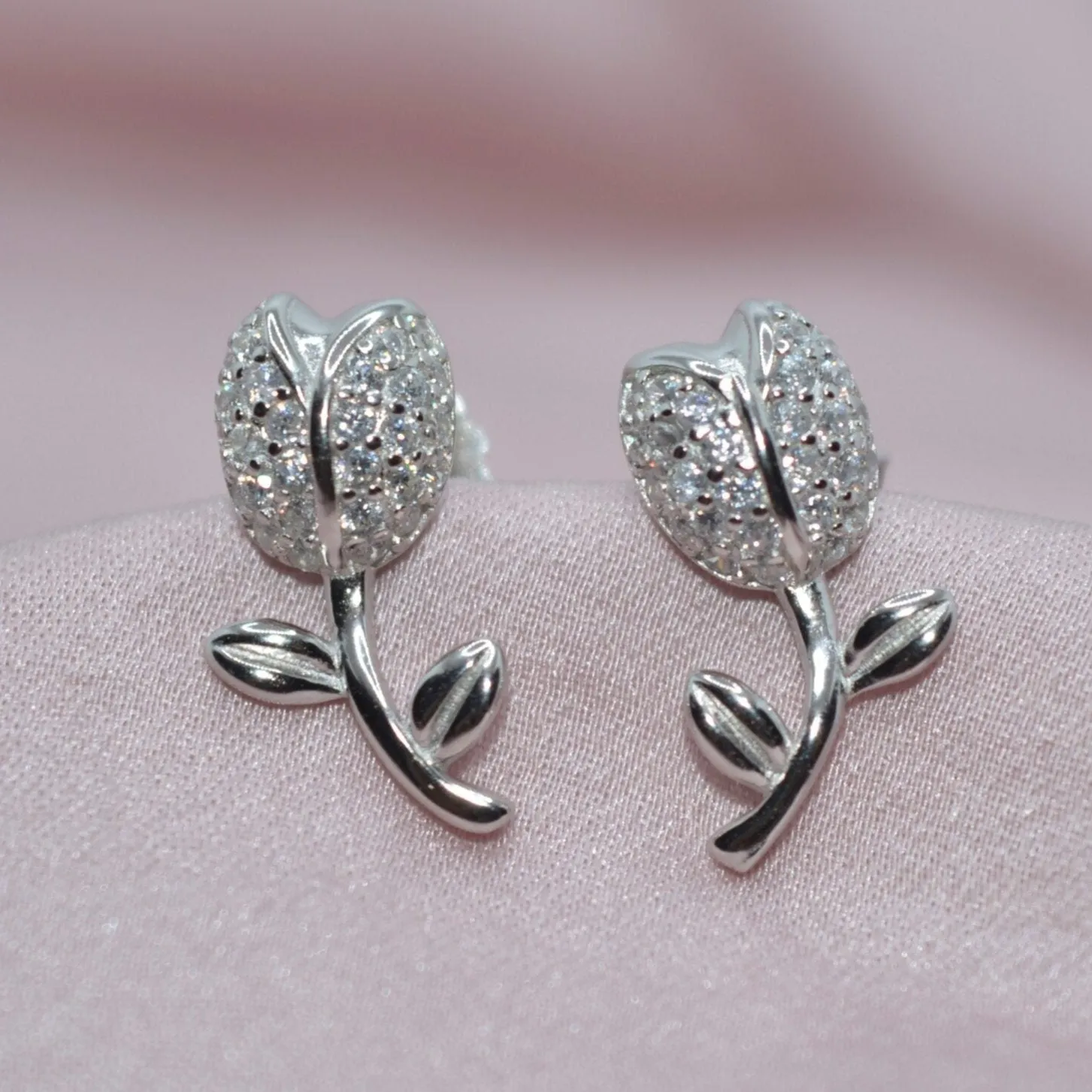 Gem-Kissed Rose Earrings