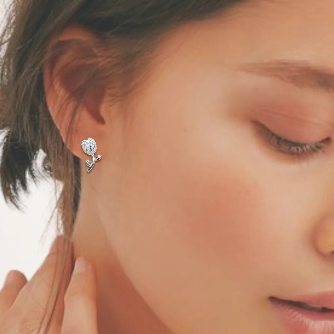 Gem-Kissed Rose Earrings