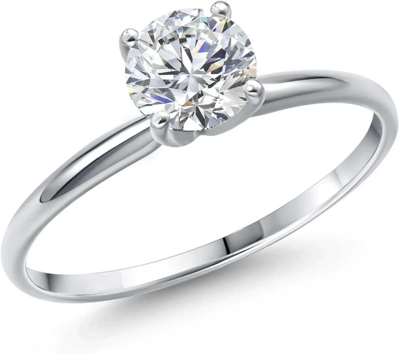 Gem Stone King 14K White Gold IGI Certified Lab Grown Diamond Solitaire Engagement Ring For Women | 0.75 Ct Round Cut | E-F Color | VS1-VS2 Clarity | Available in Size 5,6,7,8,9