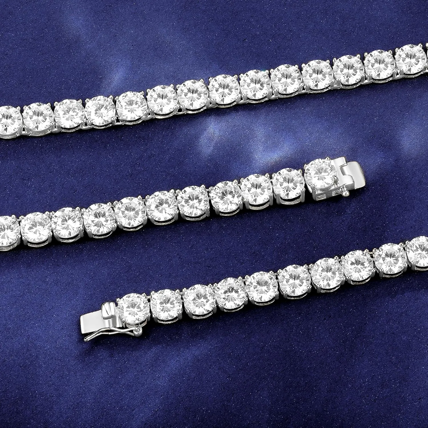 Gemsme 2/3/4/5/6mm Tennis Necklaces for Women/Men - 18K White/Yellow Gold Plated Round Cubic Zirconia Classic Diamond Tennis Chain, Ladies Tennis Necklace Size 16/18/20/22/24 inch