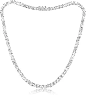 Gemsme 2/3/4/5/6mm Tennis Necklaces for Women/Men - 18K White/Yellow Gold Plated Round Cubic Zirconia Classic Diamond Tennis Chain, Ladies Tennis Necklace Size 16/18/20/22/24 inch