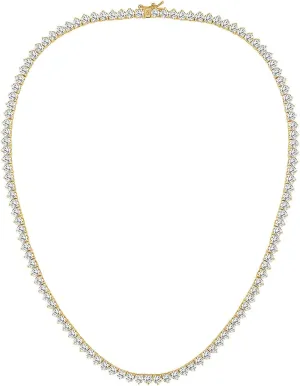 Gemsme 4mm Tennis Necklaces for Women - 3 Prong 18K White Gold Plated Round Cubic Zirconia Classic diamond Tennis Chain, Tennis Necklace for Women and Men, Size 16/18/20/22/24 inch