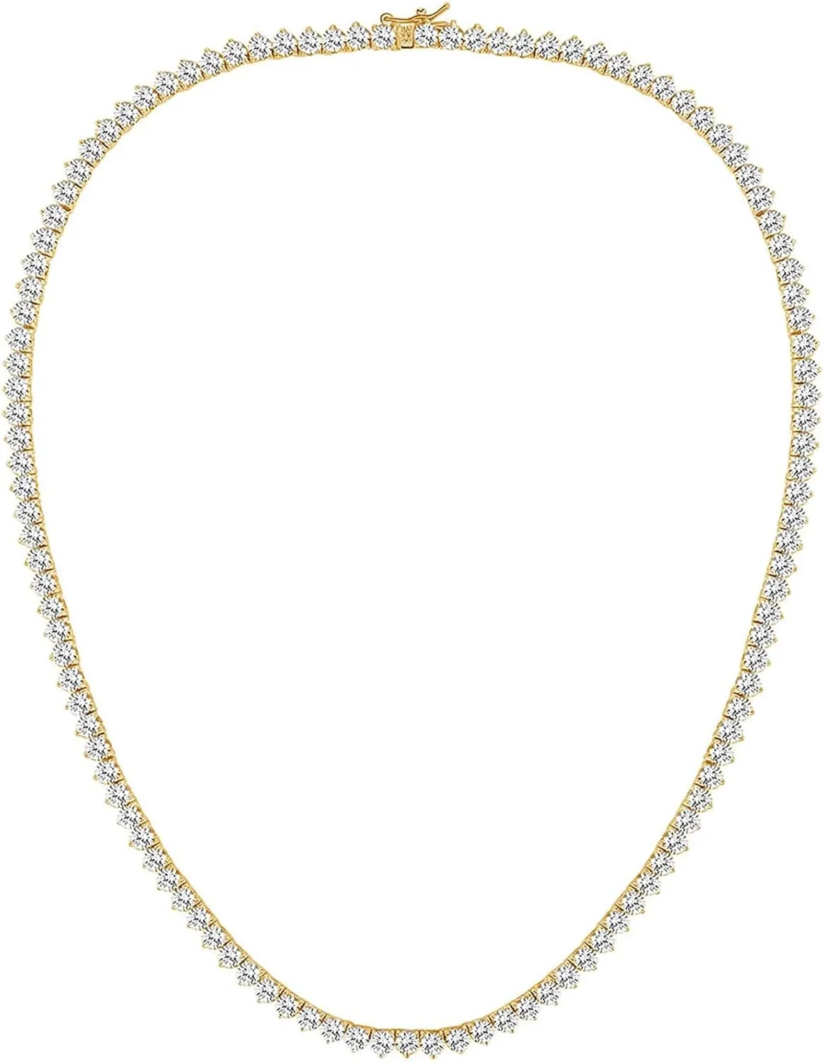 Gemsme 4mm Tennis Necklaces for Women - 3 Prong 18K White Gold Plated Round Cubic Zirconia Classic diamond Tennis Chain, Tennis Necklace for Women and Men, Size 16/18/20/22/24 inch