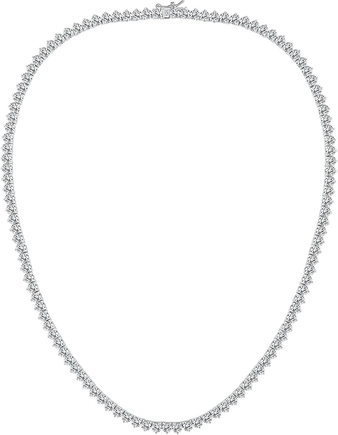 Gemsme 4mm Tennis Necklaces for Women - 3 Prong 18K White Gold Plated Round Cubic Zirconia Classic diamond Tennis Chain, Tennis Necklace for Women and Men, Size 16/18/20/22/24 inch