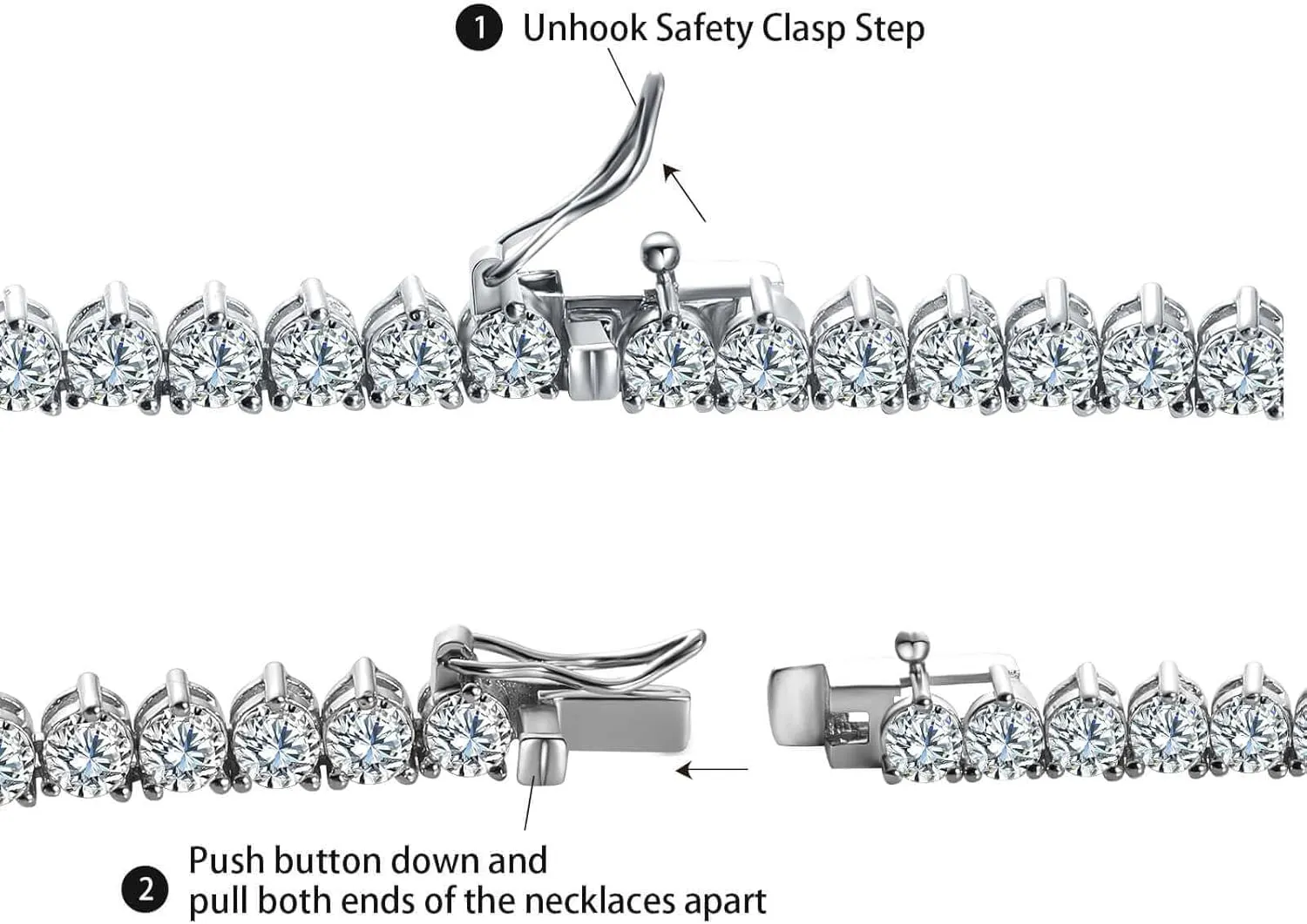 Gemsme 4mm Tennis Necklaces for Women - 3 Prong 18K White Gold Plated Round Cubic Zirconia Classic diamond Tennis Chain, Tennis Necklace for Women and Men, Size 16/18/20/22/24 inch