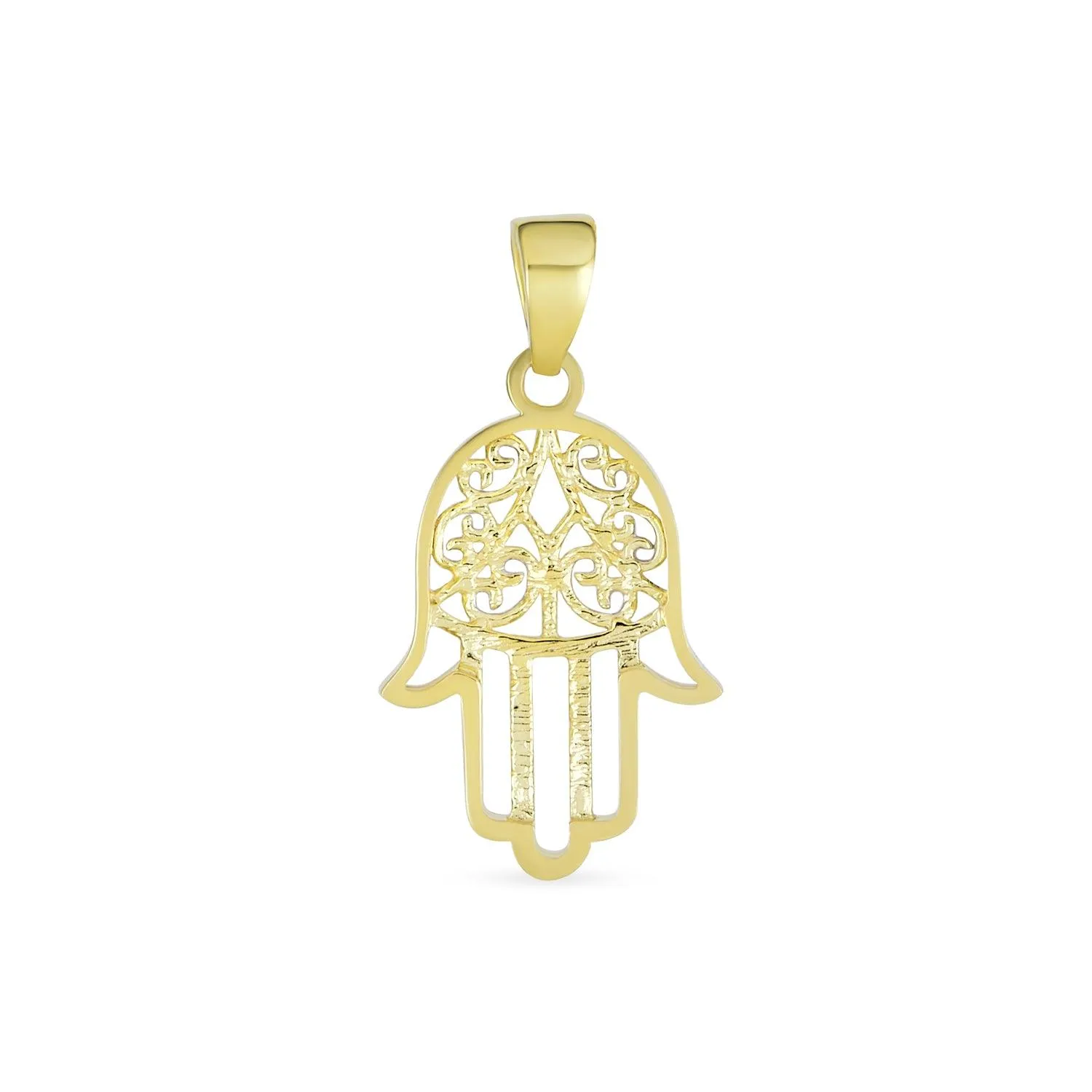 Genuine 14K Tri Color Gold Hamsa Pendant Necklace for Spiritual Protection