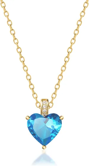 Genuine Birthstone Necklace for Women, Heart Love Necklace, Birthday Gifts for Her
