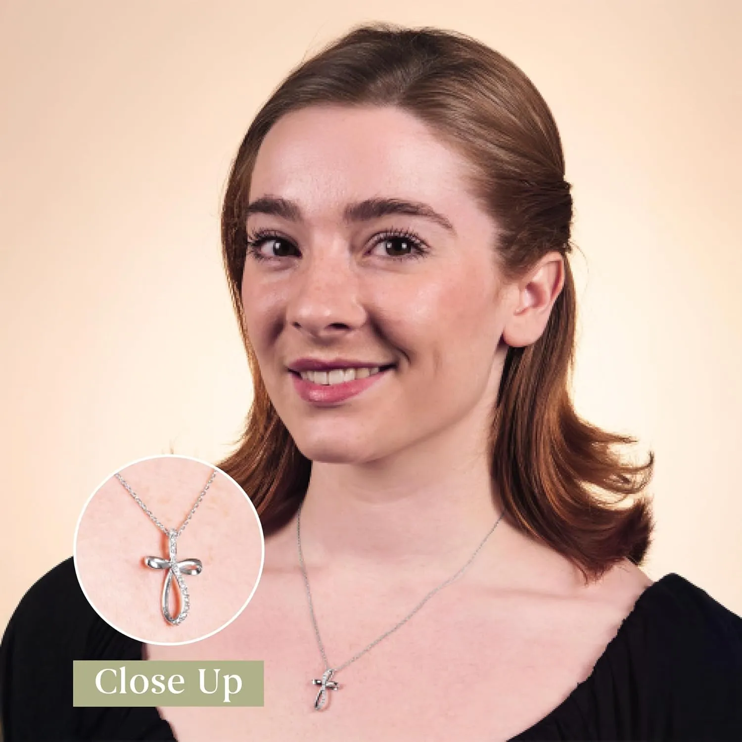 GILDED 10K White Gold Necklace for Women with Natural Round-Cut Diamond and Twist Cross Pendant, 18" Rope Chain, 925 Sterling Silver Necklace and 18" Cable Chain, 1/4 Carat Total Weight Diamonds & Elegant Gift Box Included