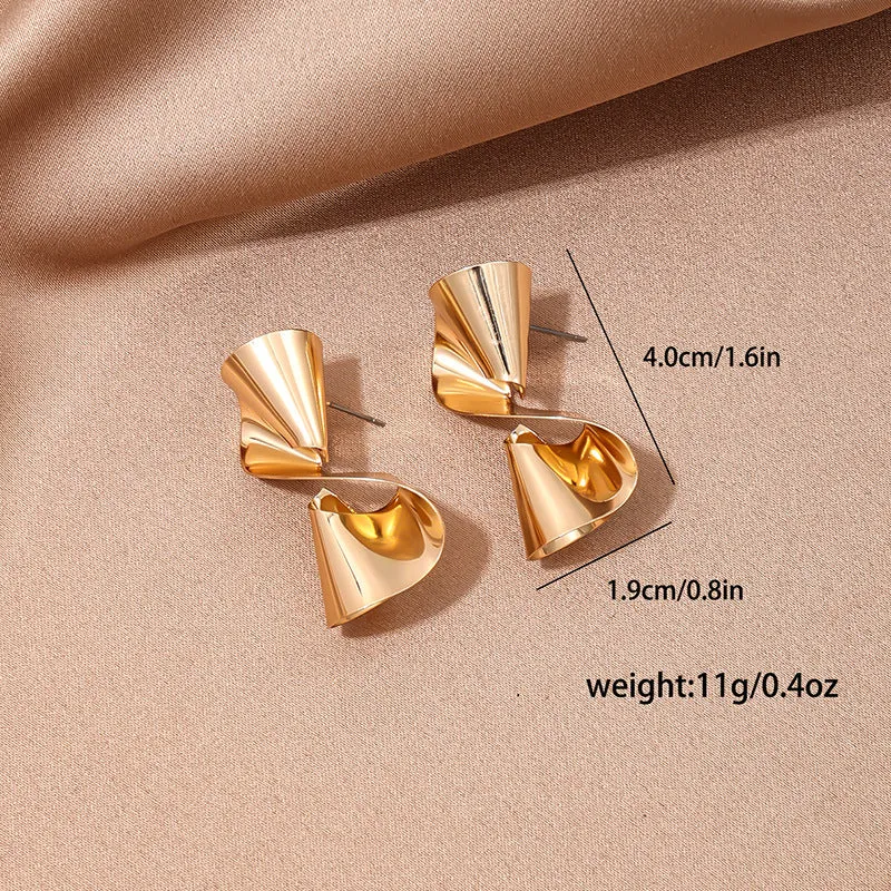 Glossy Twisted Metal Earrings for Trendy Women