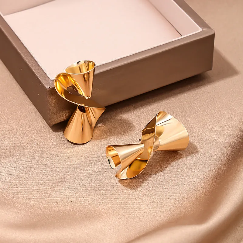 Glossy Twisted Metal Earrings for Trendy Women