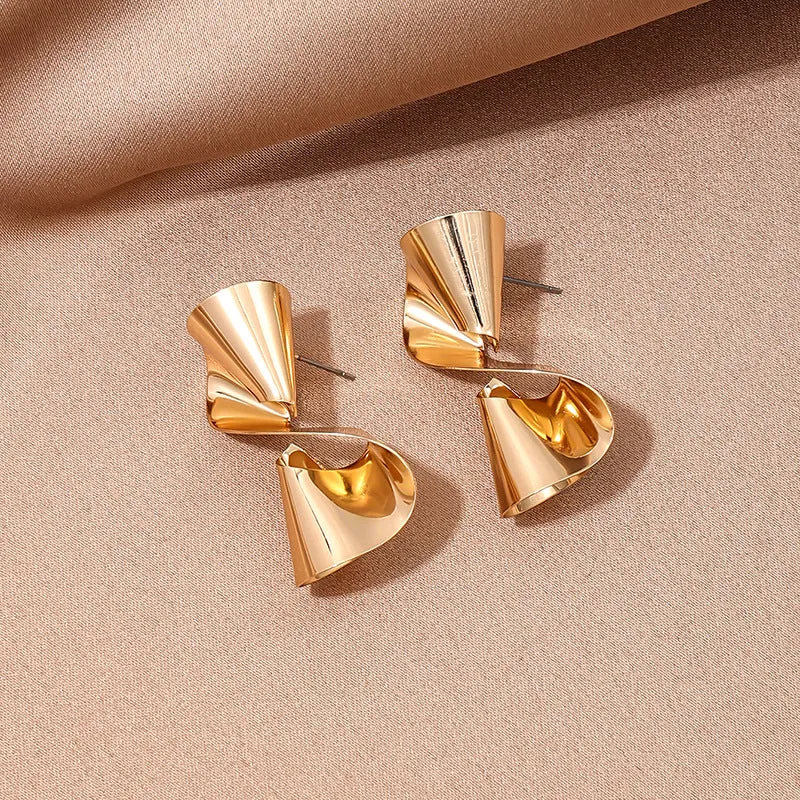 Glossy Twisted Metal Earrings for Trendy Women
