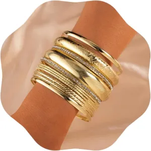 Gold Bangle Bracelets for Women Gold Bangles Indian Jewelry Fashion Disco Bangle Bracelets Gold Bracelet Set