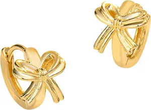 Gold Bow Hoop Earrings for Women 14K Gold Plated Huggie Small Hoop Earrings Dainty Bow Jewelry Earring
