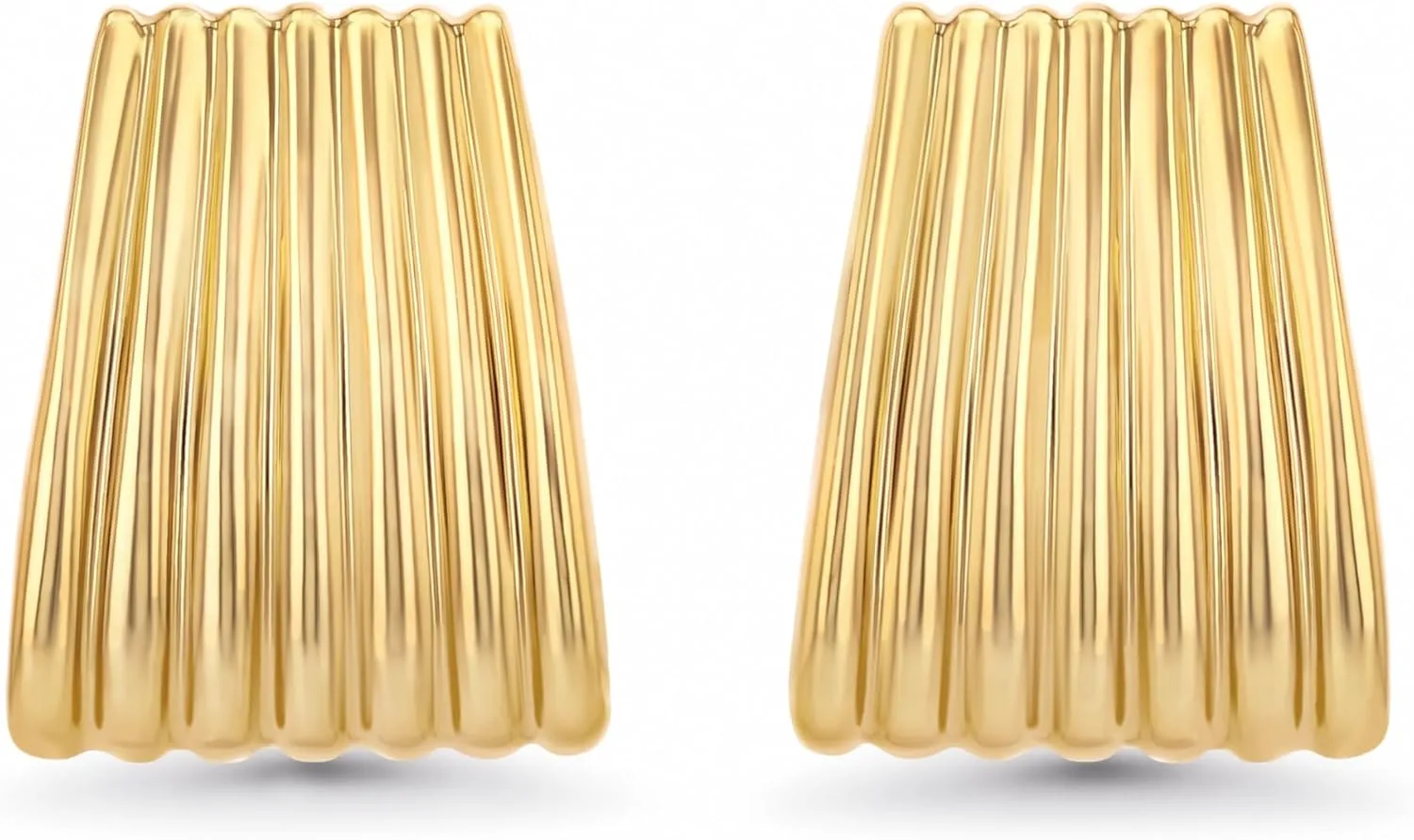 Gold Chunky Statement Earrings for Women by SNGIA, Small Handmade Trendy Stud Ribbed Jewelry Gifts, Rectangle Huggies Fashion Button Accessories, Vintage Thick Square Nickle Free Huggie Earring.