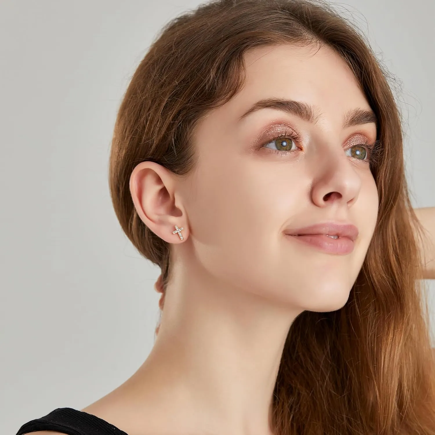 Gold Cross Stud Earrings for Women,Initial Letter Cross Earrings Gifts Jewelry for Women