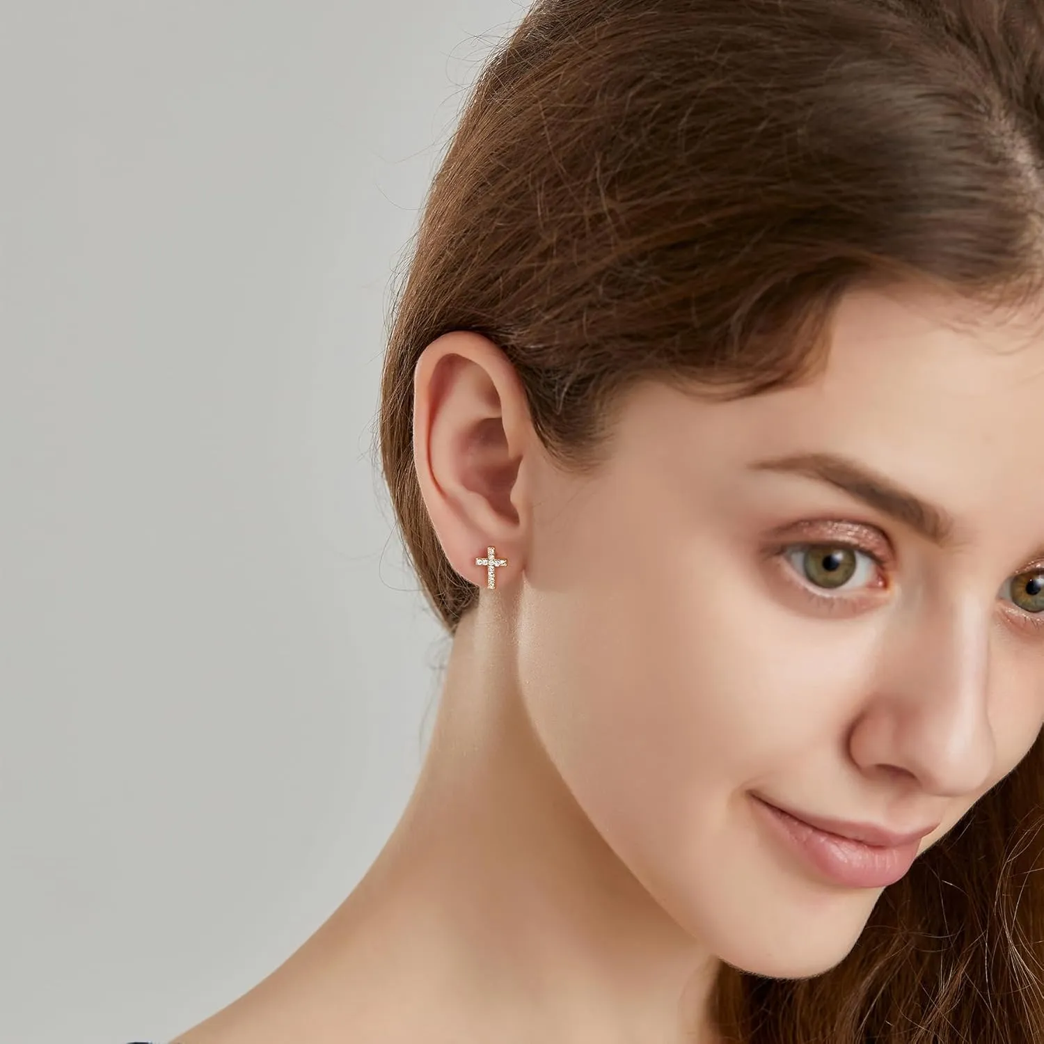 Gold Cross Stud Earrings for Women,Initial Letter Cross Earrings Gifts Jewelry for Women