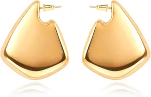 Gold Earrings for Women 14K Gold Plated Chunky Gold Earrings Earrings Dupes Irregular Waterdrop Hoop Earrings for Women Trendy Jewelry Gifts