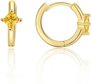 Gold Earrings for Women Trendy Emerald Birthstone Huggie Hoop Earrings 14k Gold Plated with Cubic Zirconia Dainty Small Earring for Birthday Gifts Gold Jewelry