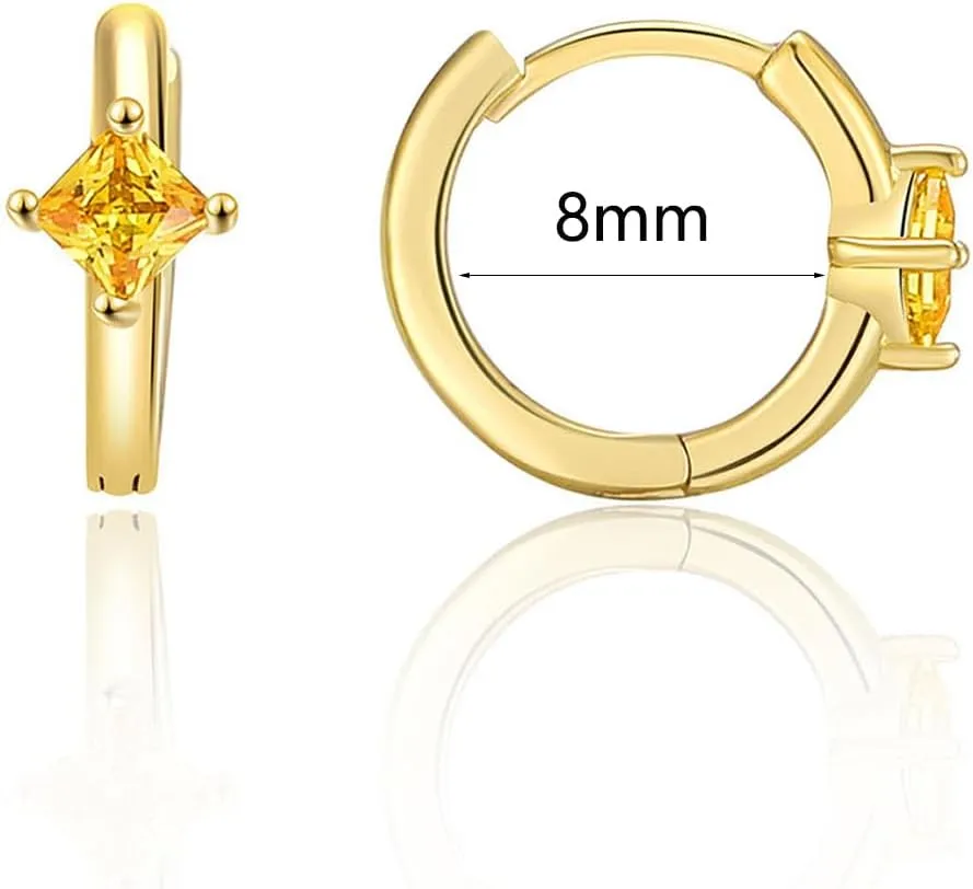 Gold Earrings for Women Trendy Emerald Birthstone Huggie Hoop Earrings 14k Gold Plated with Cubic Zirconia Dainty Small Earring for Birthday Gifts Gold Jewelry