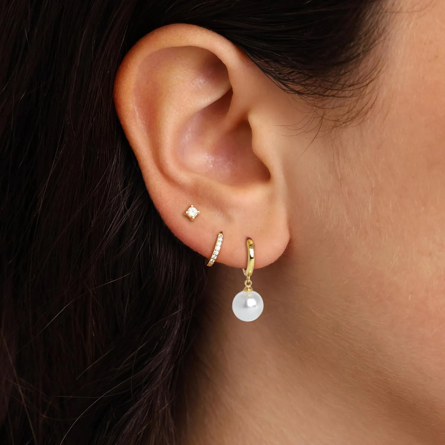 Gold Earrings for Women Trendy, Simple Dainty 14K Gold Plated Paperclip Square Chain Link Dangle Hoops Earrings Pin Stud Huggie Earrings Lightweight Hypoallergenic Minimalist Aesthetic Gold Jewelry for Christmas Gifts