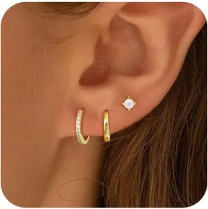 Gold Earrings for Women Trendy, Simple Dainty 14K Gold Plated Paperclip Square Chain Link Dangle Hoops Earrings Pin Stud Huggie Earrings Lightweight Hypoallergenic Minimalist Aesthetic Gold Jewelry for Christmas Gifts