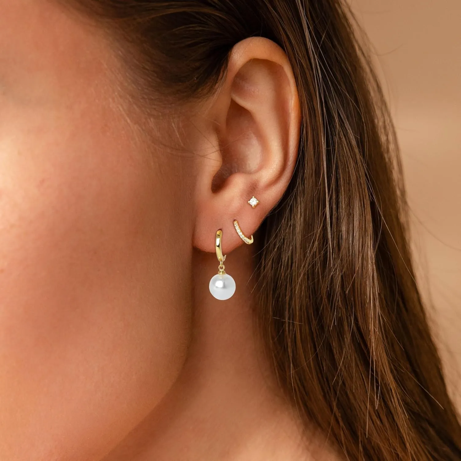 Gold Earrings for Women Trendy, Simple Dainty 14K Gold Plated Paperclip Square Chain Link Dangle Hoops Earrings Pin Stud Huggie Earrings Lightweight Hypoallergenic Minimalist Aesthetic Gold Jewelry for Christmas Gifts