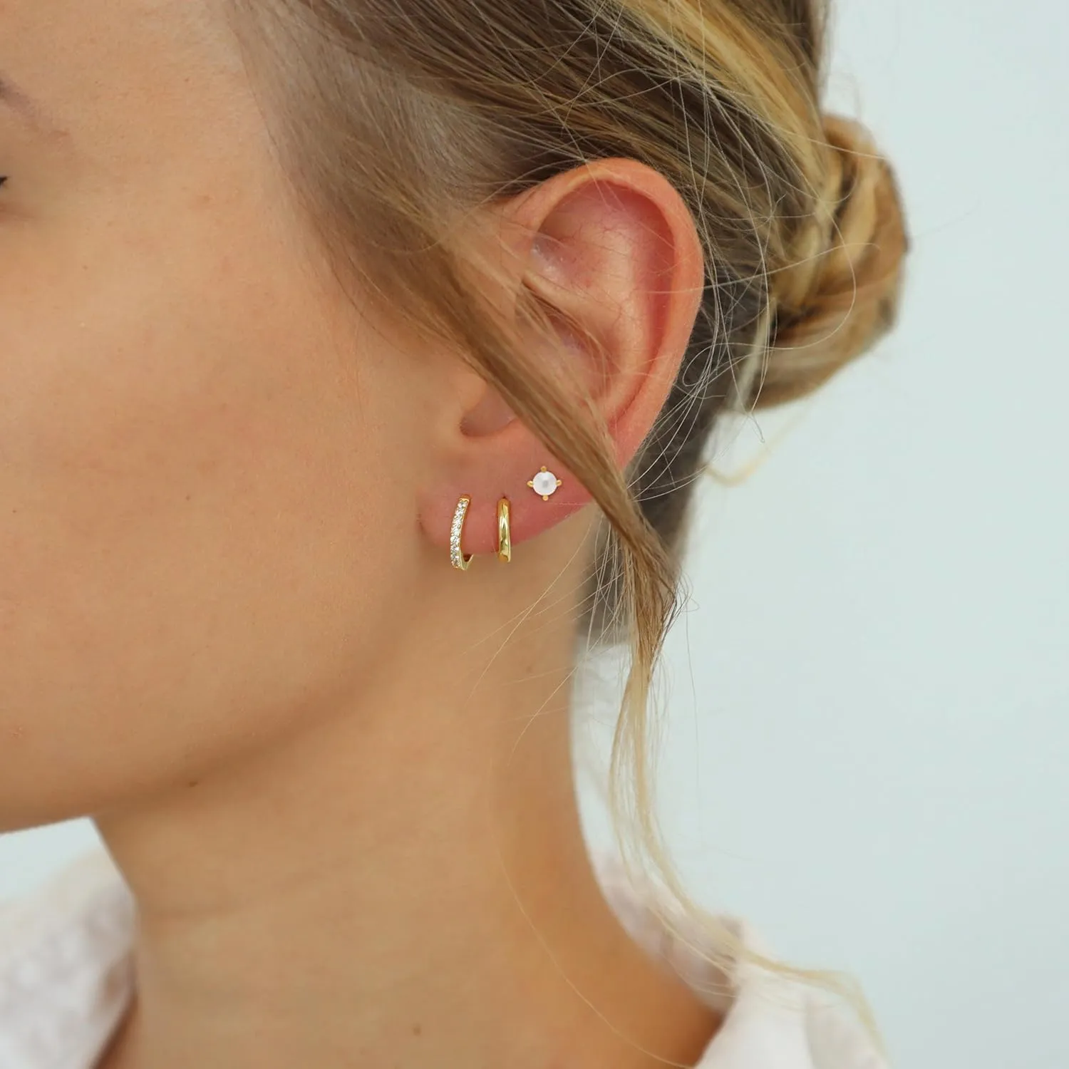 Gold Earrings for Women Trendy, Simple Dainty 14K Gold Plated Paperclip Square Chain Link Dangle Hoops Earrings Pin Stud Huggie Earrings Lightweight Hypoallergenic Minimalist Aesthetic Gold Jewelry for Christmas Gifts