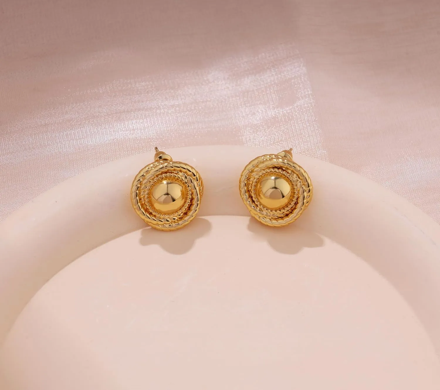 Gold Earrings for WomenChunky Gold Statement Earrings Dainty 14K Gold Plated Earrings Big Gold Chunky Vintage Earrings Hypoallergenic Gold Stus Earrings for Women Trendy Gold Jewelry