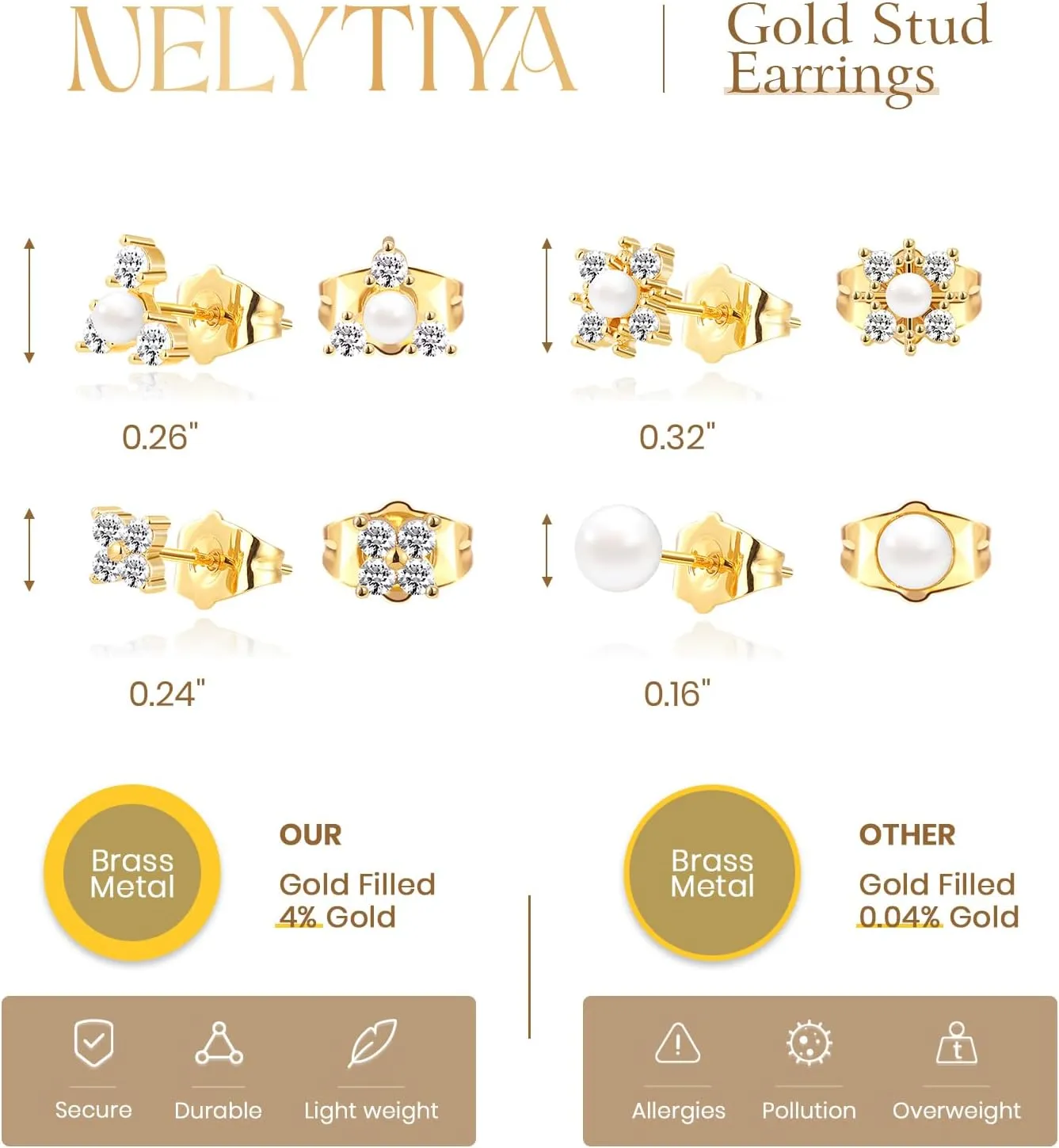 Gold Earrings Set for Women Trendy,18K Gold Plated Stud Pendant Earrings Hypoallergenic,Small Simple CZ Dangle Earrings Stacks