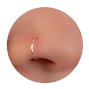Gold Fake Nose Ring - Thin Tiny 22 Gauge 7mm Faux Nose Piercing Hoop - 14k Gold Filled Clip On Nose Rings For Women - Handmade Nose Cuff Jewelry - No Piercing Needed