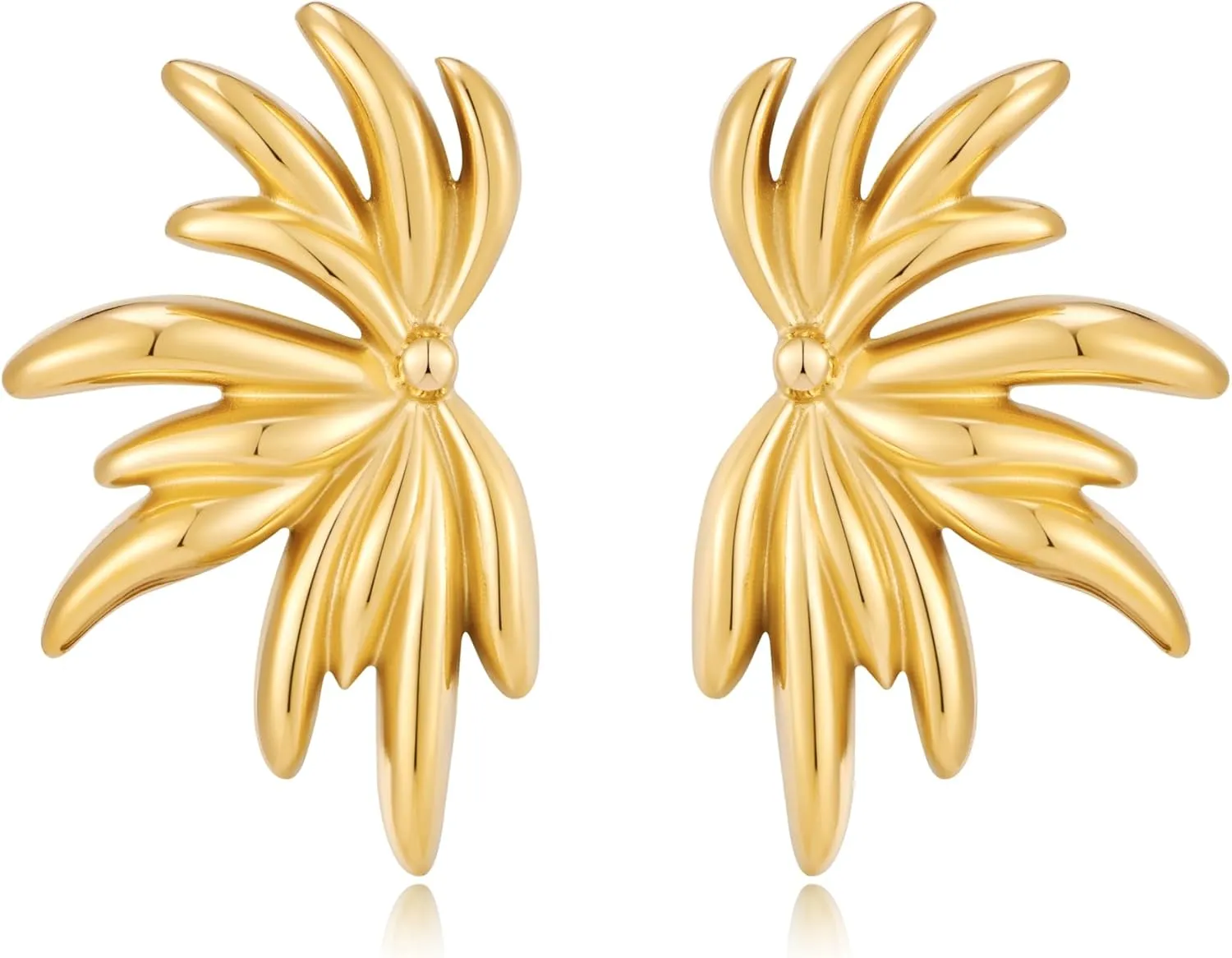 Gold Flower Earrings for Women 18K Gold Plated Stainless Steel Butterfly Backs Stud Earrings for Trendy Jewelry Gift Box