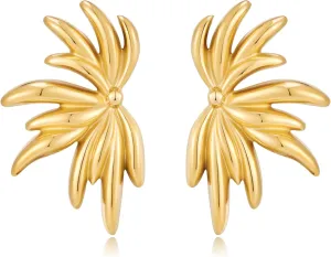 Gold Flower Earrings for Women 18K Gold Plated Stainless Steel Butterfly Backs Stud Earrings for Trendy Jewelry Gift Box