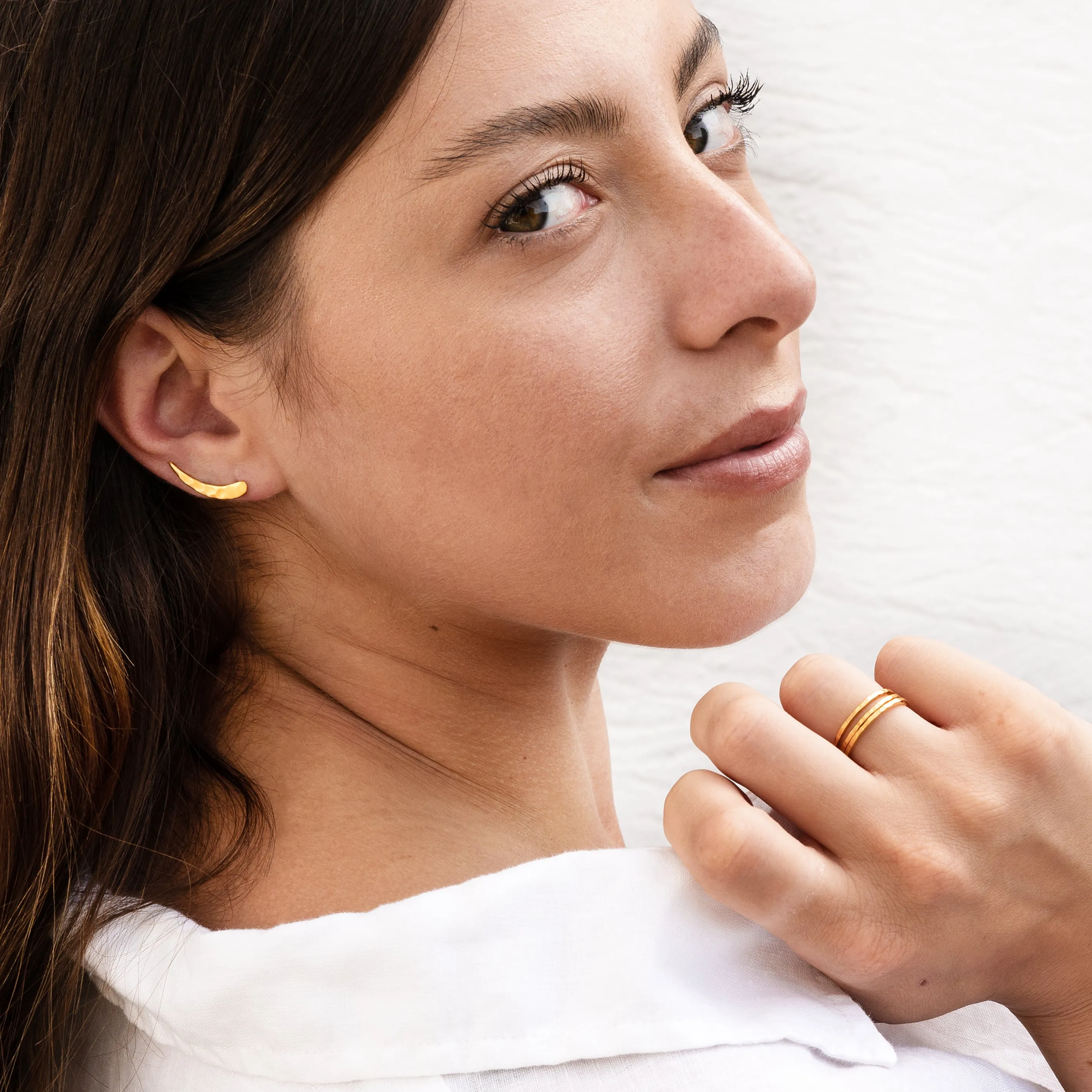 Gold Hammered Stacking Ring