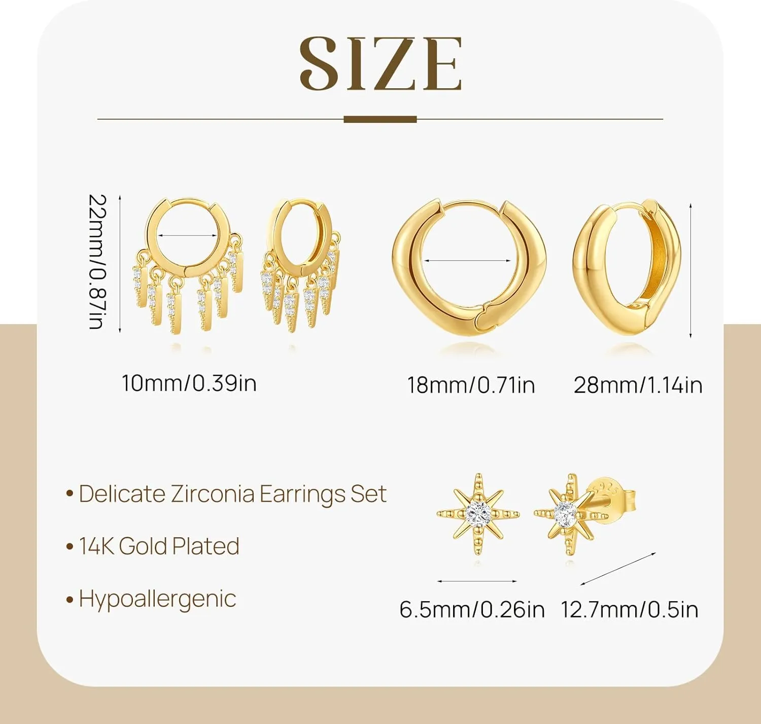 Gold Hoop Earring Set - Trendy Double Hoop Earrings, Hypoallergenic Cartilage Hoops