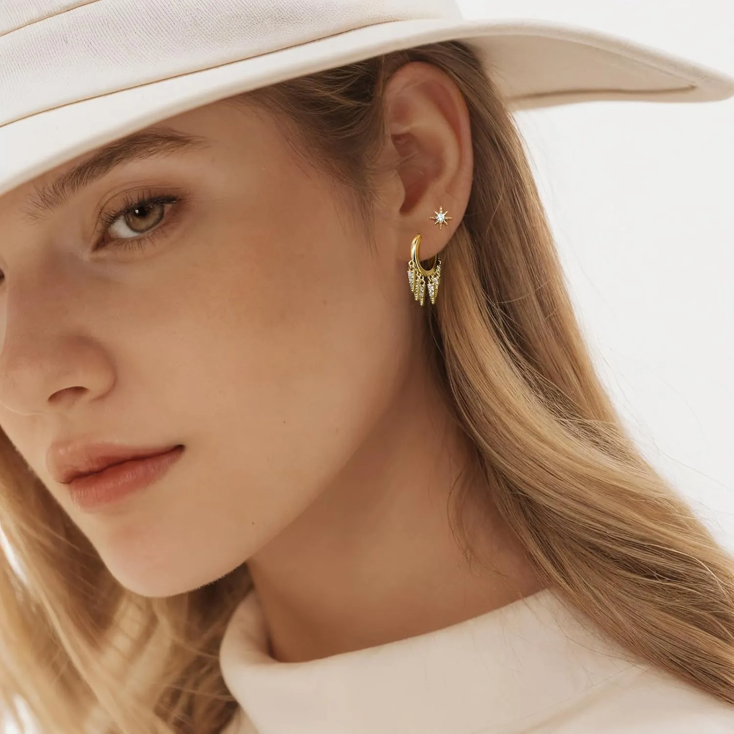 Gold Hoop Earring Set - Trendy Double Hoop Earrings, Hypoallergenic Cartilage Hoops