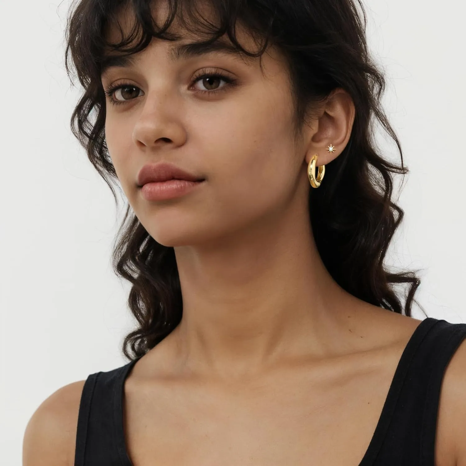 Gold Hoop Earring Set - Trendy Double Hoop Earrings, Hypoallergenic Cartilage Hoops