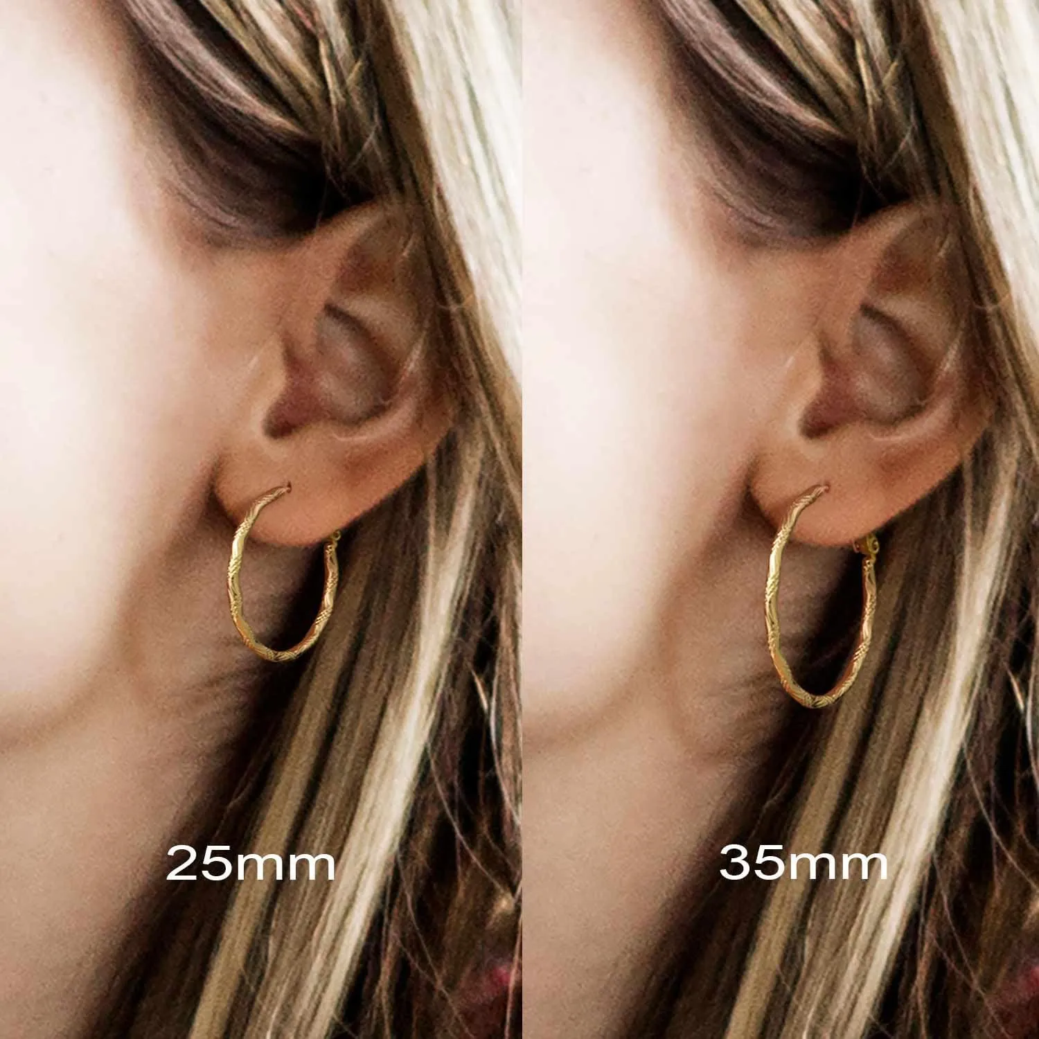 Gold Hoop Earrings for Women 14K Gold Hoop Earrings Well-cutting Earring for Women Big Hypoallergenic Lightweight Womens Hoops Earring 25/35mm