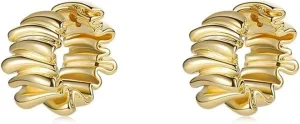 Gold Hoop Earrings for Women Dainty Silver Huggie Hypoallergenic Trendy Jewelry Gift Irregular Earrings with Textured Surface (Gold)