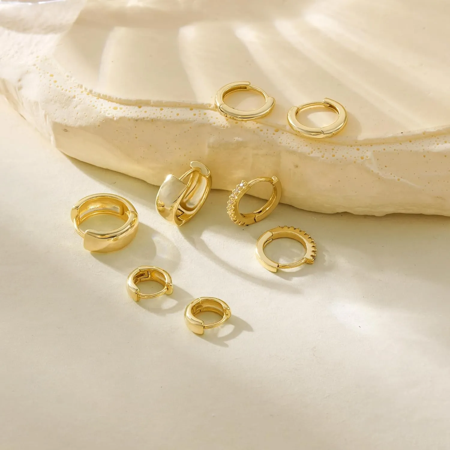 Gold Hoop Earrings - Women's Trendy Hypoallergenic Cubic Zirconia Stud Earrings