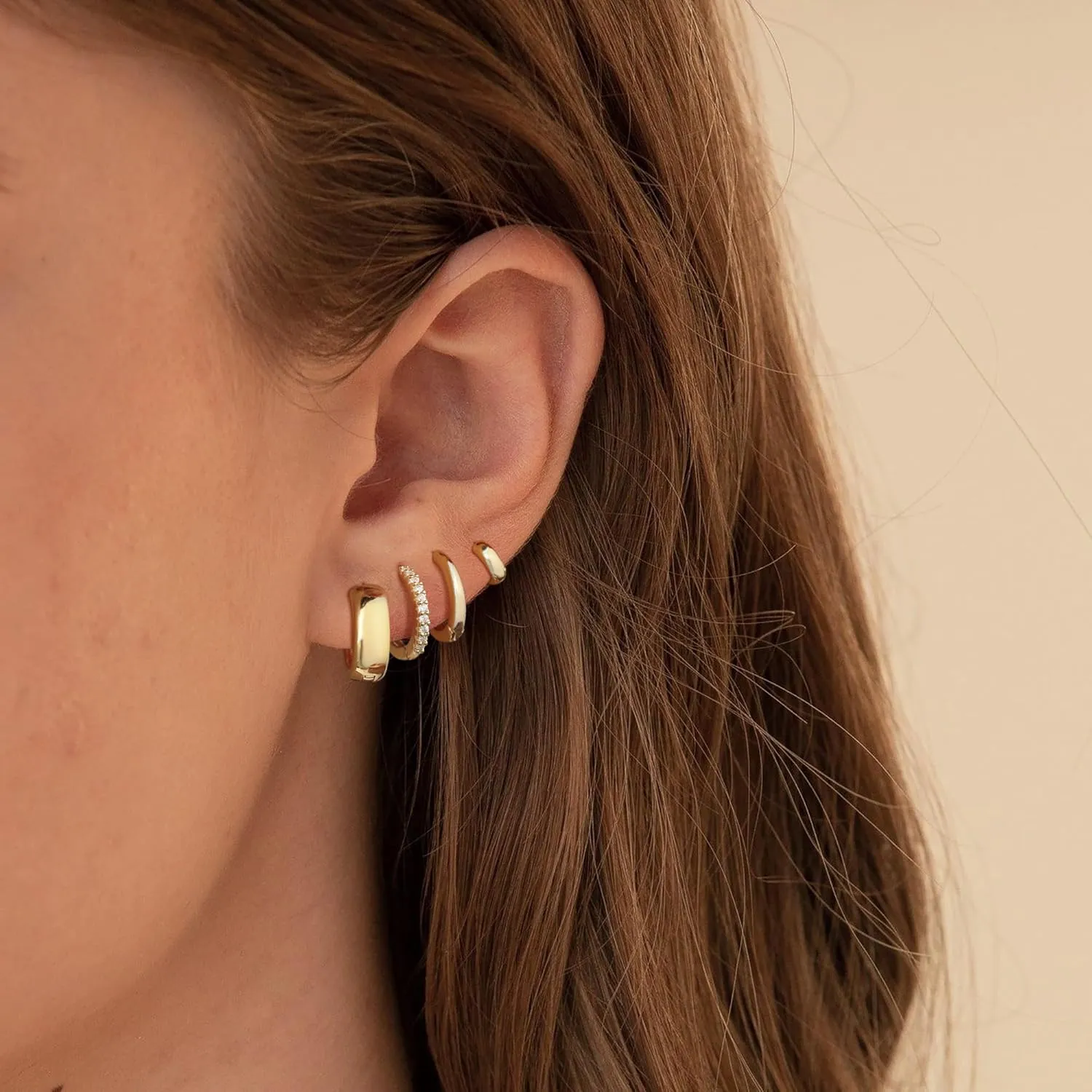 Gold Hoop Earrings - Women's Trendy Hypoallergenic Cubic Zirconia Stud Earrings