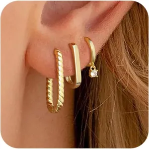 Gold Hoop Earrings - Women's Trendy Hypoallergenic Cubic Zirconia Stud Earrings