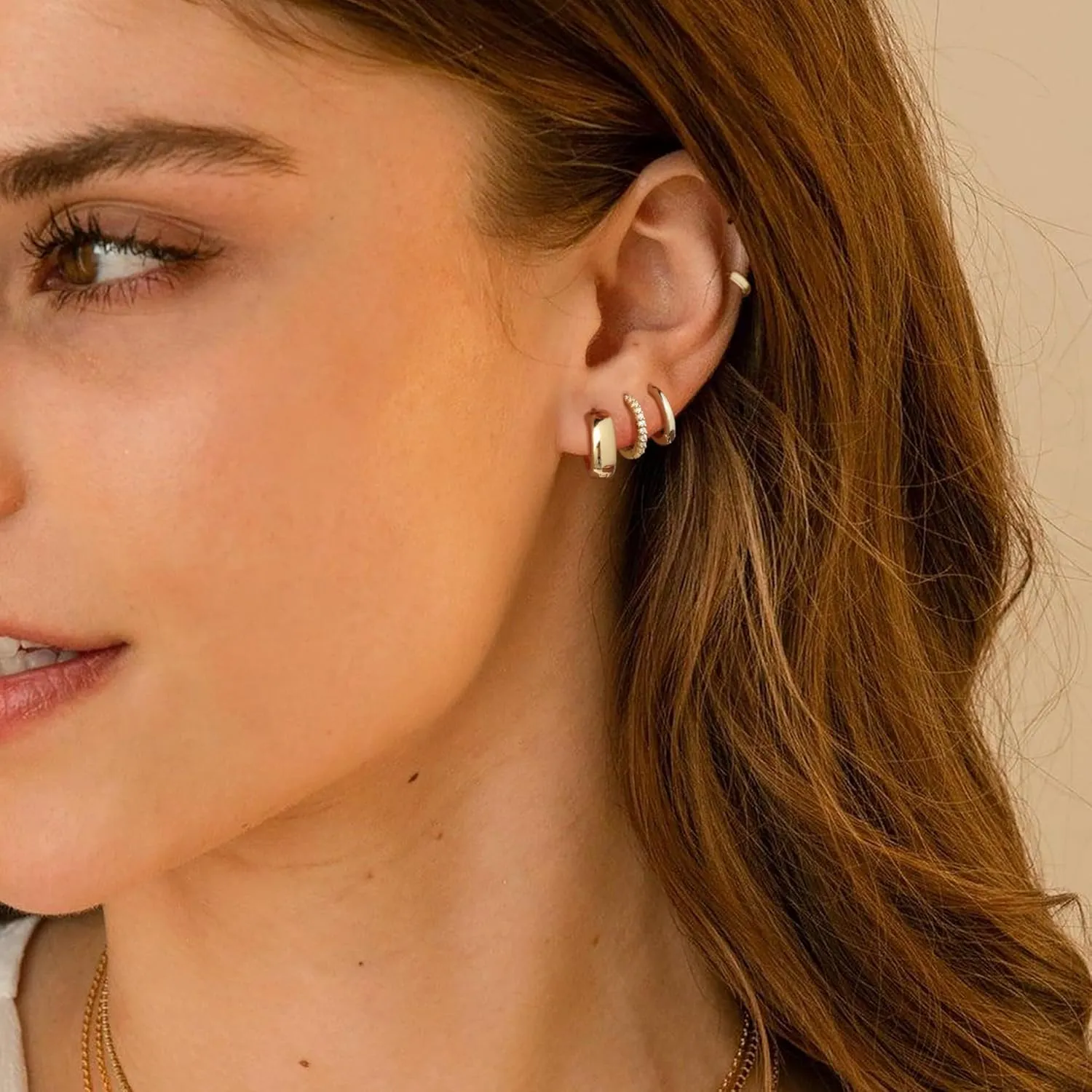 Gold Hoop Earrings - Women's Trendy Hypoallergenic Cubic Zirconia Stud Earrings
