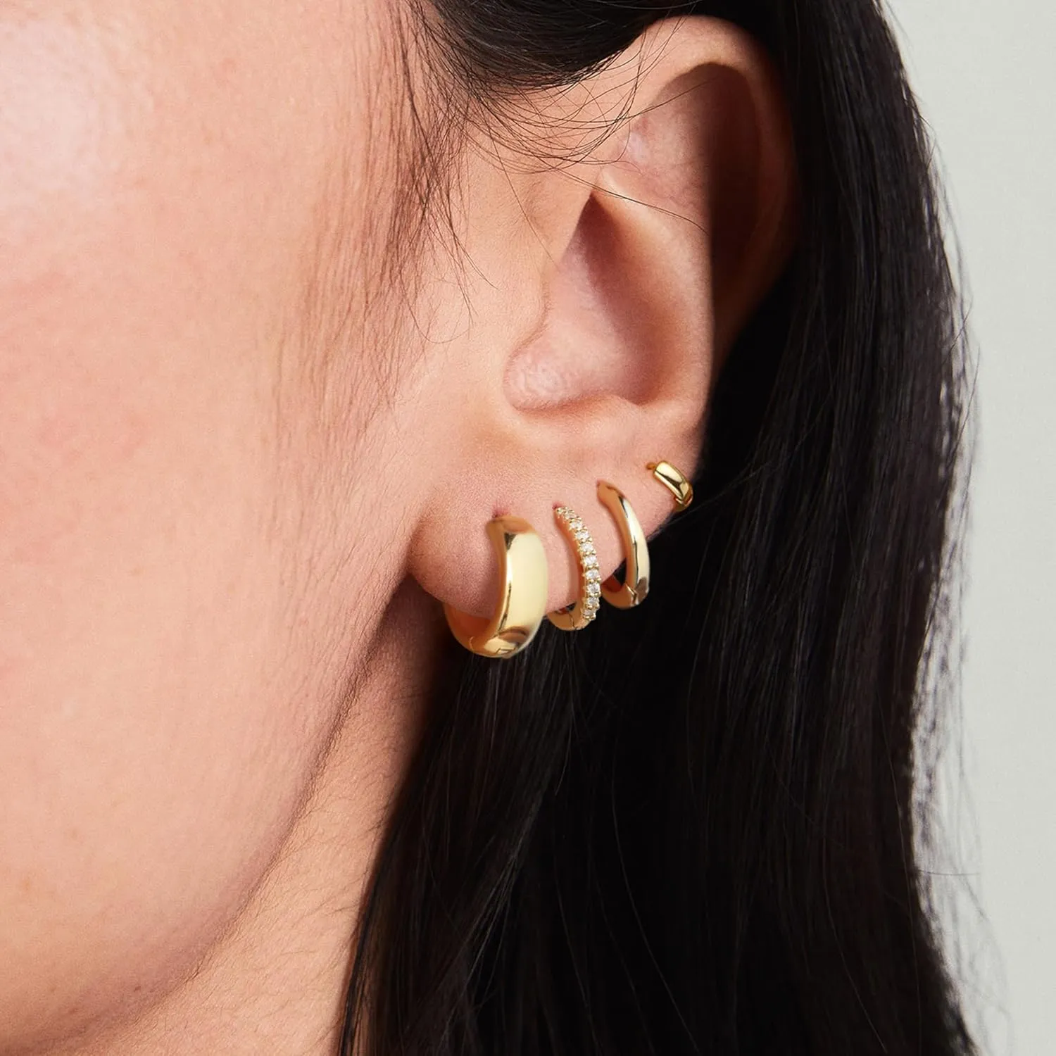 Gold Hoop Earrings - Women's Trendy Hypoallergenic Cubic Zirconia Stud Earrings