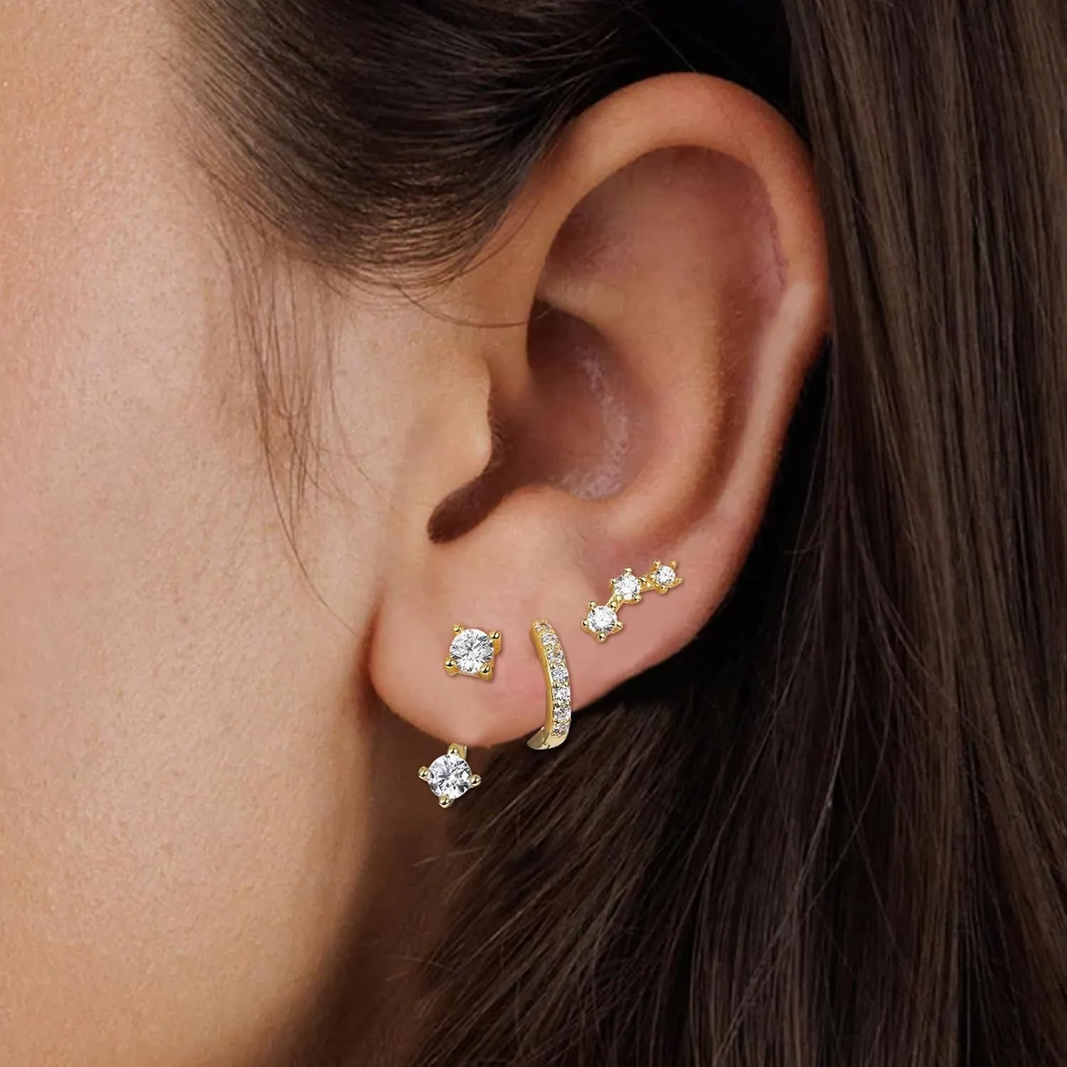 Gold Huggie Hoop Earrings for Women Birthstone Earrings Set for Multiple Piercing Dainty 14k Gold Plated Earrings Stacks Trendy Jewelry Gift Hypoallergenic
