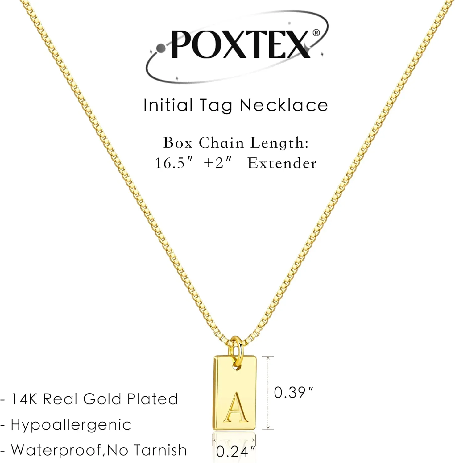 Gold Initial Necklaces for Women Non Tarnish, 14K Gold Plated Dainty Square Letter Pendant Charm Necklace Waterproof A-Z Trendy Thin Chain Name Personalized Jewelry Gifts