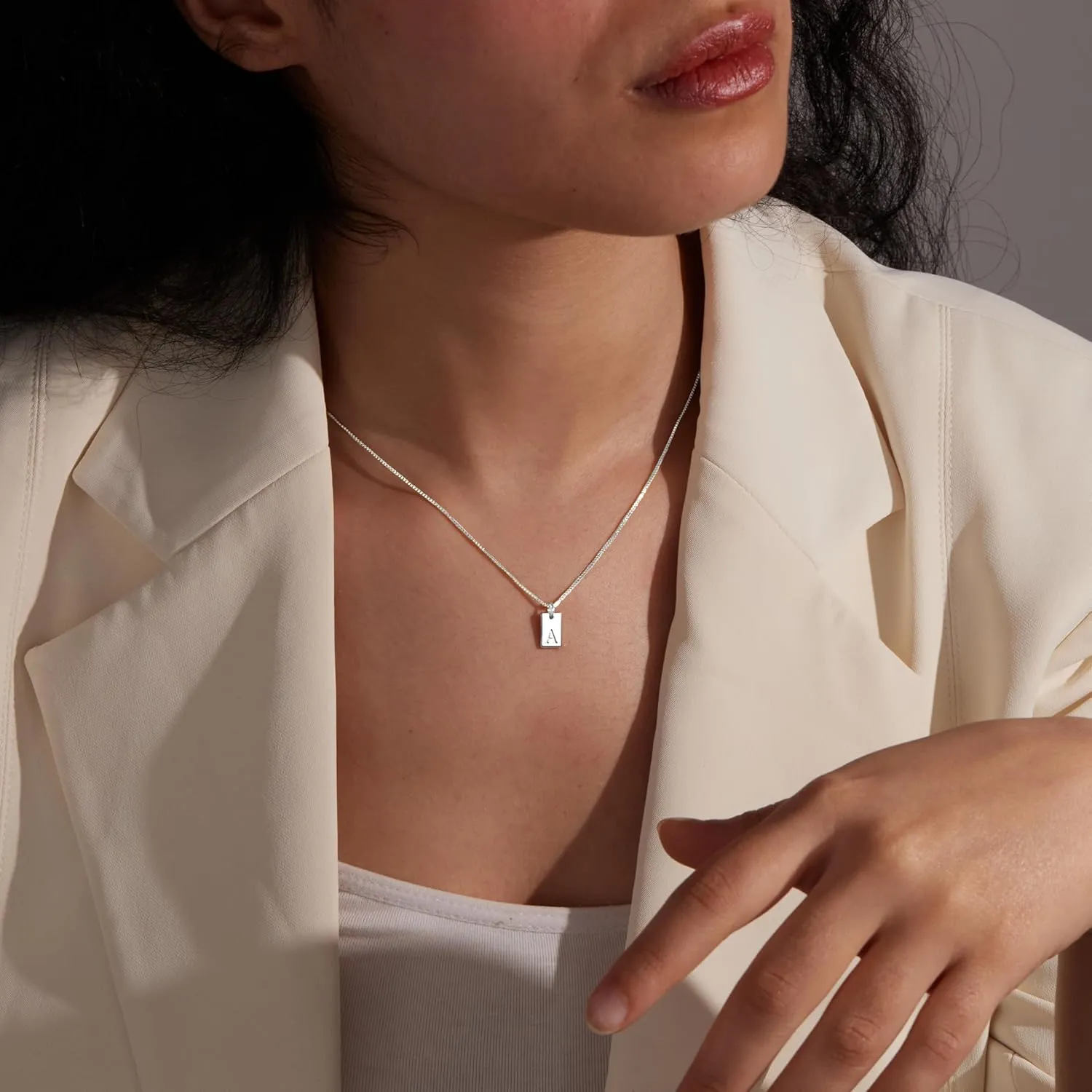 Gold Initial Necklaces for Women Non Tarnish, 14K Gold Plated Dainty Square Letter Pendant Charm Necklace Waterproof A-Z Trendy Thin Chain Name Personalized Jewelry Gifts